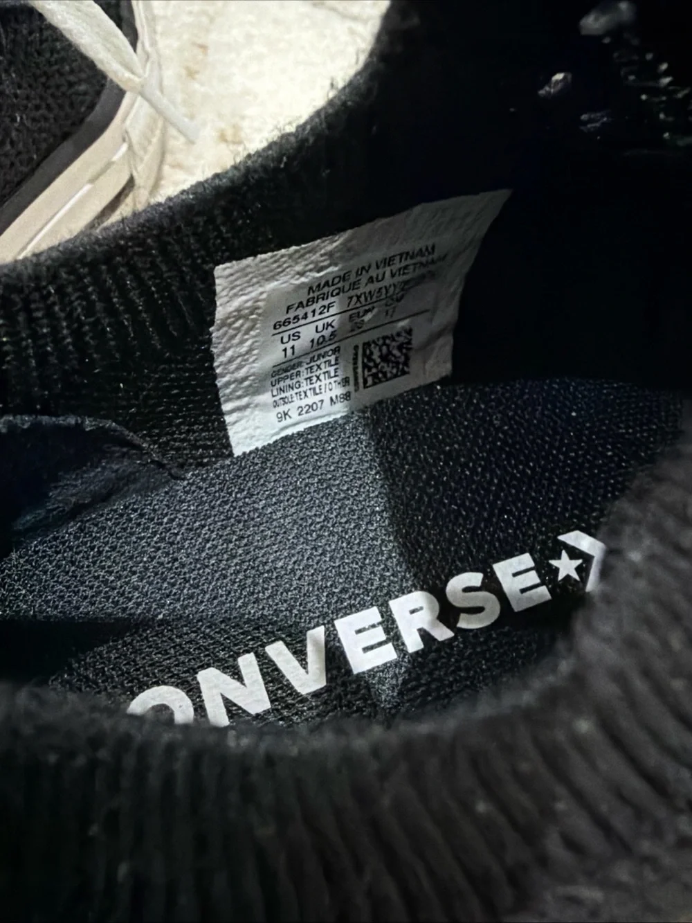 Converse All Star Knit Shoes Kids Size 11 Black Slip On Low Top Sneakers 665412F